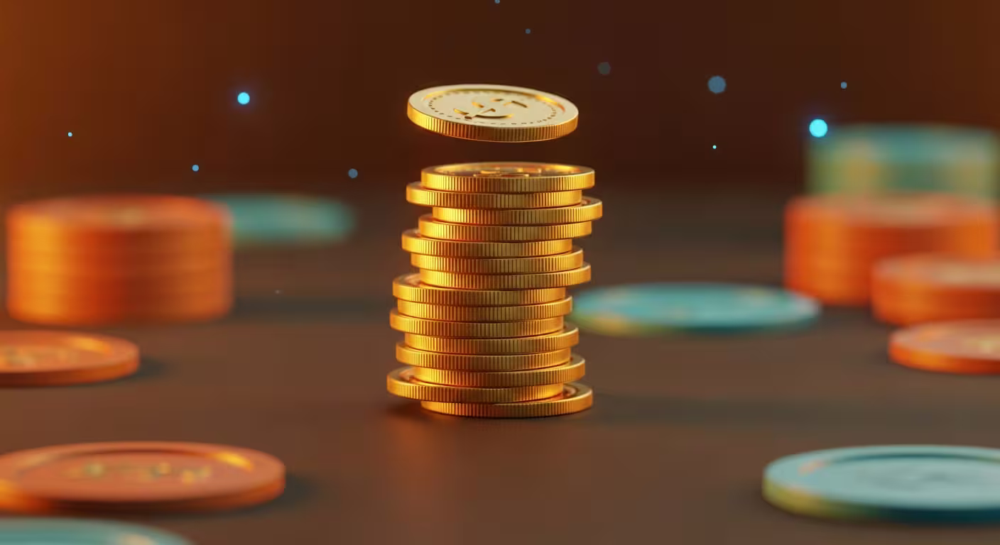 Fiches del casinò e monete bonus che rappresentano i bonus di benvenuto di ReelsOfRiches